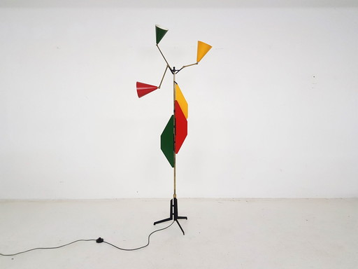 Exceptional Colorful Italian Midcentury Floor Light Attributed to Arredoluce