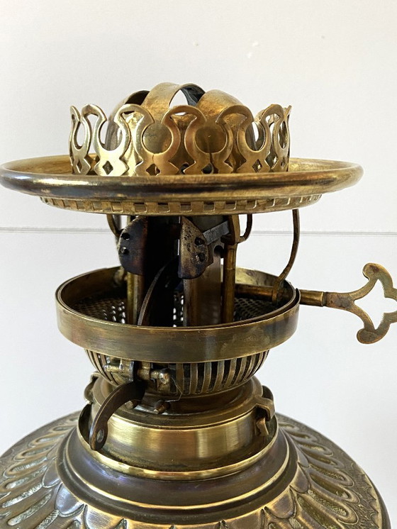 Image 1 of Lampe à Pétrole Huile Kérosène Anglaise Hinks & Son Napoléon III Cuivre Jaune
