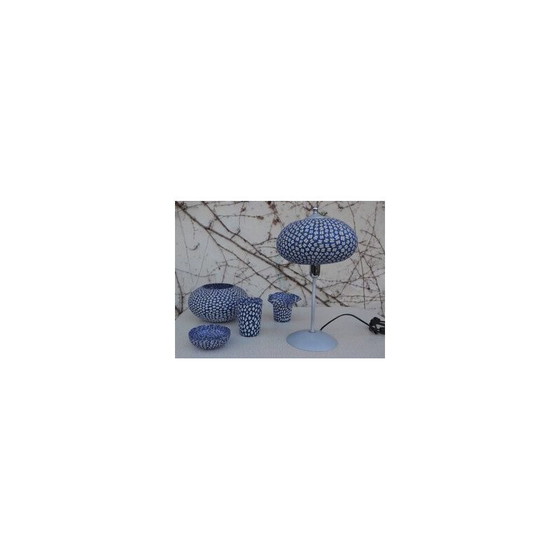 Image 1 of Set of vintage hand-painted glasses, bowls and lamps, 1990s