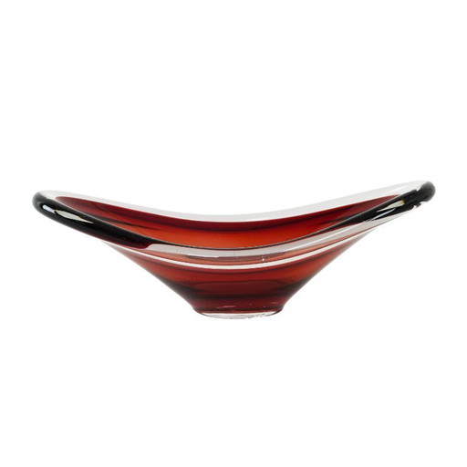 Ruby schaal, Murano glas, Italiaans design, jaren 60, gemaakt in Italië
