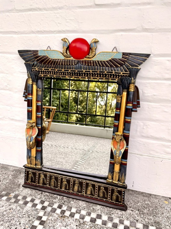 Image 1 of Egyptian-style wooden mirror