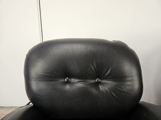 Image 1 of Okay Chairs in Black Leather and Tubular Steel by Adriano Piazzesi