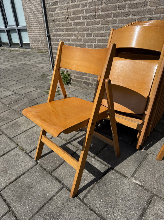 Image 1 of Partij Van 14x Vintage Plywood Klapstoel ‘70
