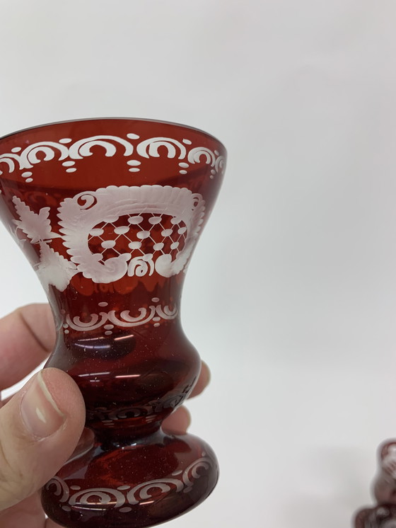 Image 1 of Set di 8 bicchieri e vasi di cristallo Egermann Bohemian