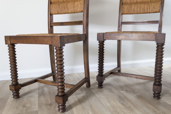 Image 1 of Set of 2 Charles Dudouyt-Style Mid - Century Brutalist Chairs - France, 1950s