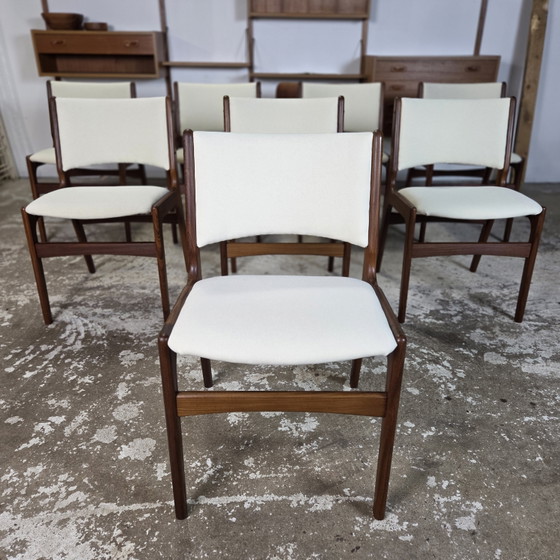 Image 1 of 8x Erik Buch Model 89 vintage jaren 60 Deense stoel gerestaureerd teak