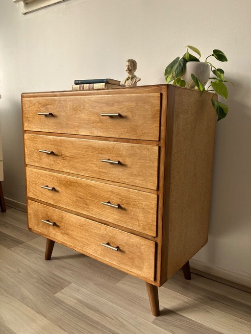 Chest of drawers vintage 1960s | oak | legs