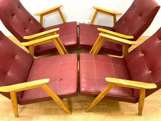 Image 1 of Ensemble de 4 fauteuils rétro, intérieur de Prague, années 1960, Tchécoslovaquie