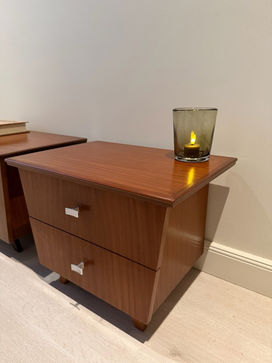 Vintage Teak Nightstands Mid-Century Set of 2, Wood, Brown (photo 3 of 7)