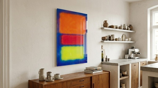 Arte contemporáneo exclusivo: pintura de campo de color neón sobre vidrio acrílico de 5 mm, 70 × 100 cm. (photo 2 of 5)