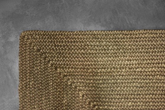 Image 1 of Vintage Indiaas bruin platgeweven jute tapijt, jaren 70