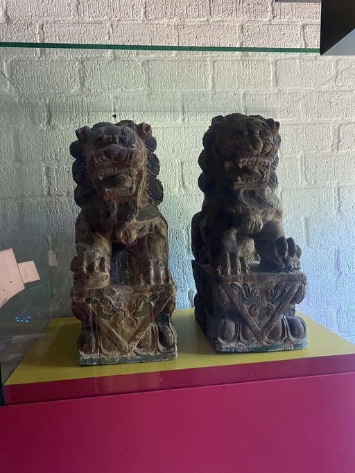 Foo Dogs XXL 50er/60er Jahre Holz