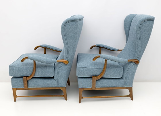 Image 1 of Pair of Paolo Buffa Mid-Century Modern Italian Bouclè Armchairs by Framar, 1950s