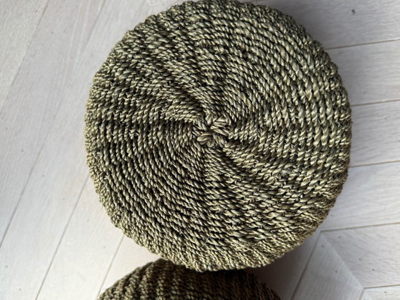 Image 1 of 2 paniers à plantes robustes en sisal tressé, vert mousse