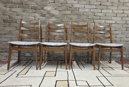 Suite de 4 Chaises Vintage Welzel Style Scandinave Années 70'