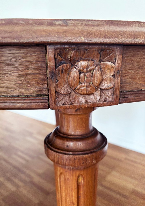 Vintage round table, oak, extendable – Dining tables, Wood (photo 5 of 11)