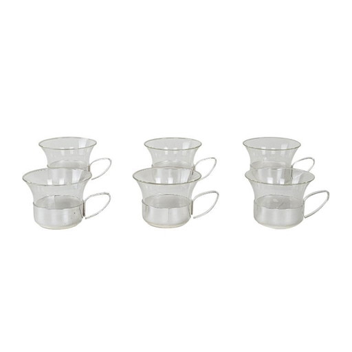 Set of glass cups, Italian design, 1980s, production: Italy