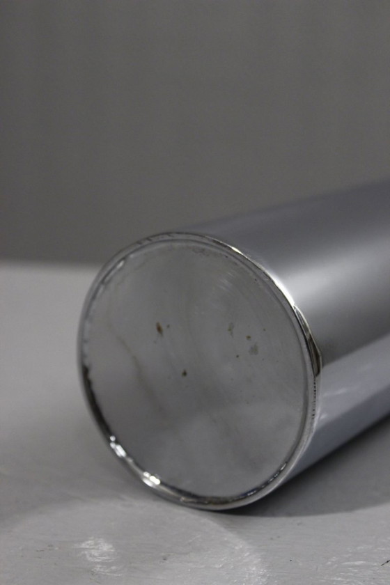 Image 1 of Vintage modernist cylindrical vase in chromed steel by Allegri Arredamenti Metallici, 1970