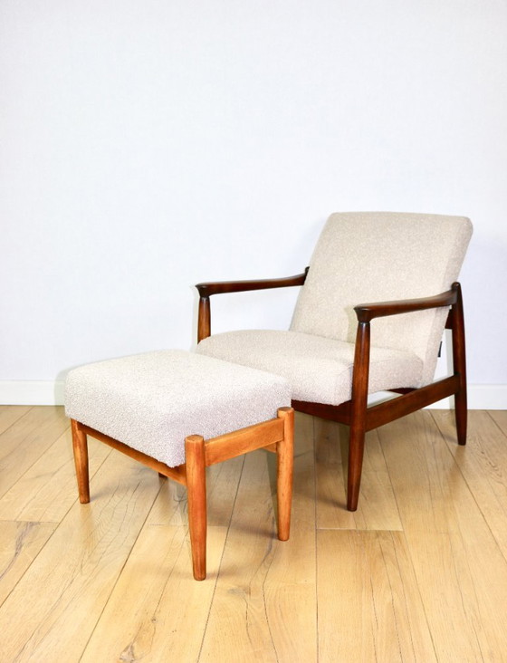 Image 1 of Fauteuil GFM-64, design Edmund Homa des années 70, tissu bouclé beige - 2 exemplaires disponibles