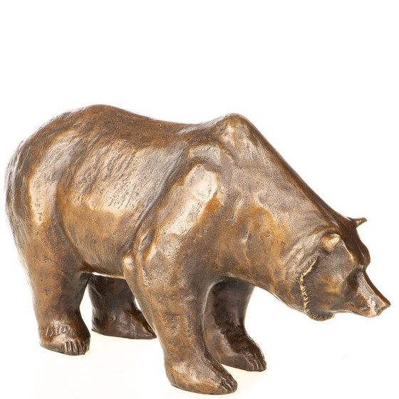 Image 1 of Borsa dell'orso statua in bronzo Börsenplatz a Francoforte in Germania