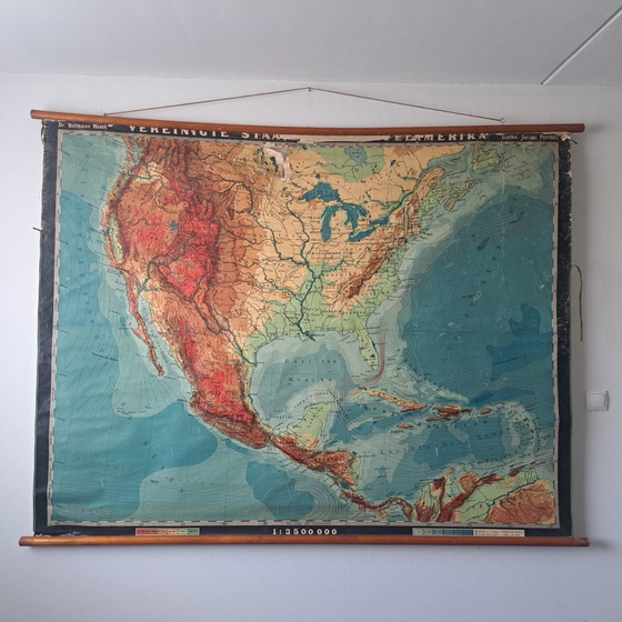 Image 1 of Mappa scolastica/Mappa murale d'epoca; Stati Uniti e America Centrale (USA e America Centrale)