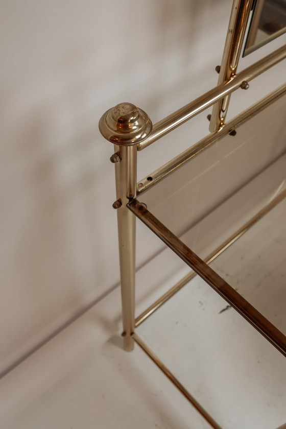 Image 1 of Vintage brass vanity table with stool