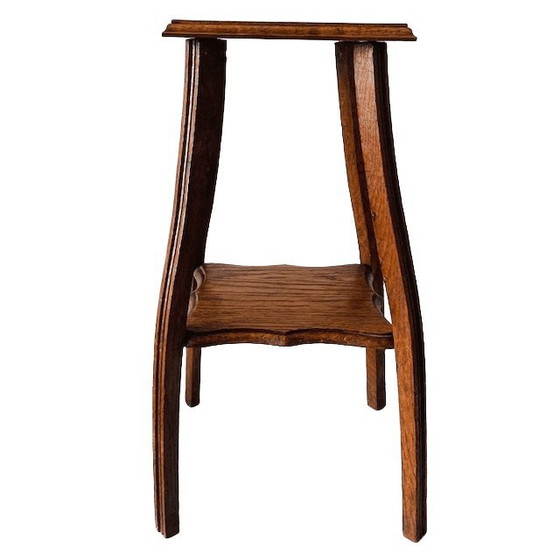 Image 1 of Antique Art Nouveau medium-height vintage plant table solid oak 1920s