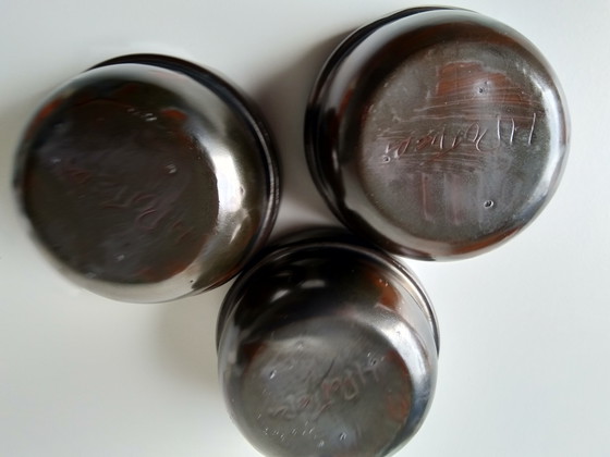 Image 1 of 3x Plateau Henk Potters avec décor d'oiseau
