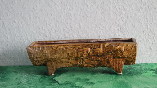 Maceta vintage con forma de tronco de árbol, de cerámica de la manufactura Vetter.