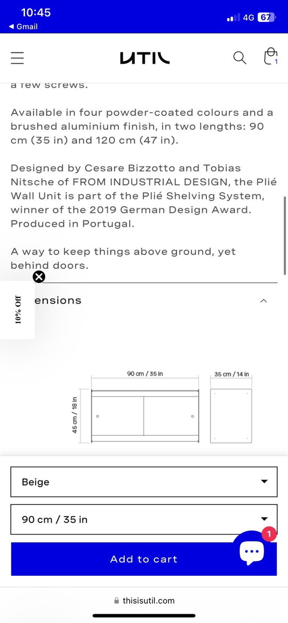 Image 1 of UTIL wall cabinet beige 90-35