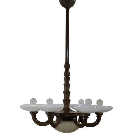 Holzkronleuchter im Art-déco-Stil, 1920