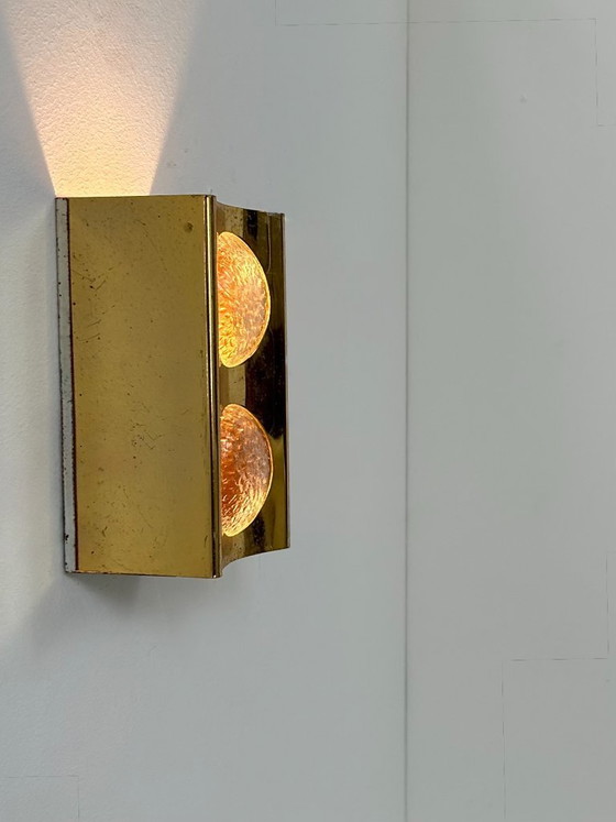 Image 1 of Vintage wall light in brass and bubble glass, France, 1950