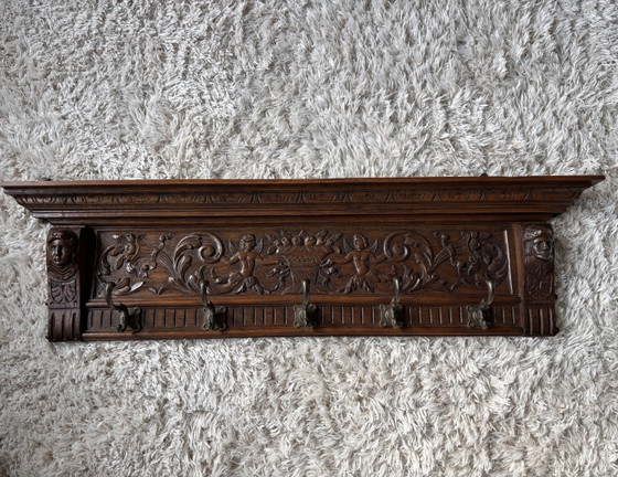 Antiker Eichenholz Neorenaissance Wandkleiderständer – Wood (photo 2 of 5)