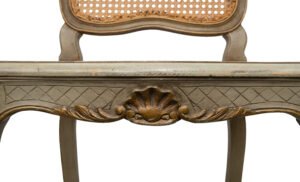 Pair of Gold and Green Painted Louis XV Style Cane Side Chairs – Dining chairs (photo 24 of 40)