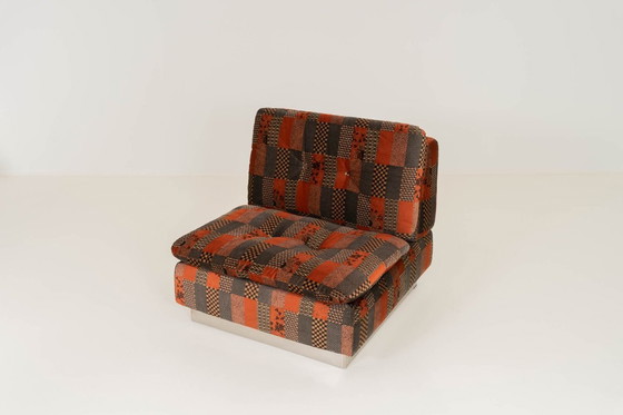 Image 1 of Giovanni Offredi pour Saporiti - Ensemble canapé modulaire en velours avec table basse, Italie 1970