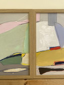 Diptych Abstract Paintings 30 x 40 Including Frame