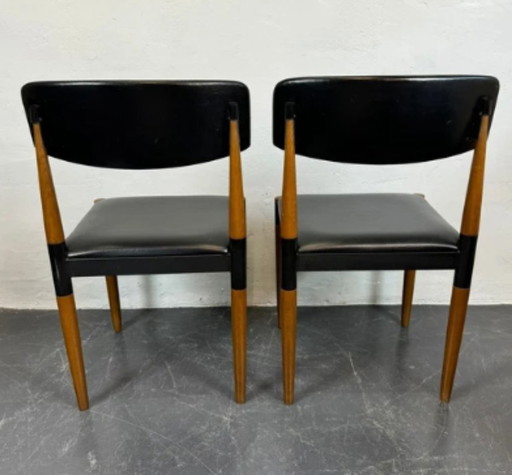 6 sedie scandinave in vinile effetto teak
