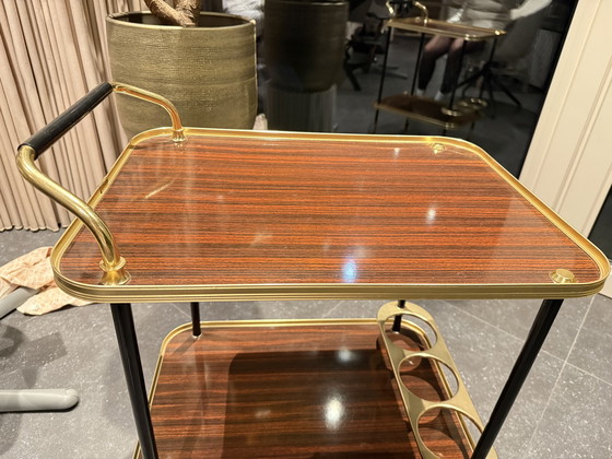 Image 1 of Carrito bar Ico Parisi con botellero, madera y latón, MB Italia, años 60