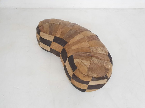 Image 1 of Vintage kidney shaped patchwork ottoman, The Netherlands 1970's