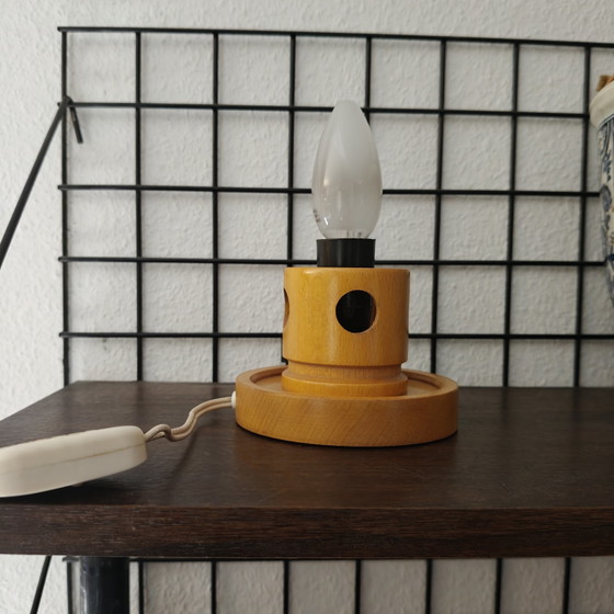 Image 1 of Vintage Scandinavian Wooden Design Lamp – Sculptural Table Lamp – Folk Modern Style