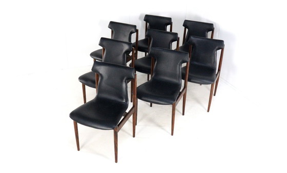 Image 1 of Set di 8 sedie Inger Klingenberg per Fristho Franeker rivestite vintage