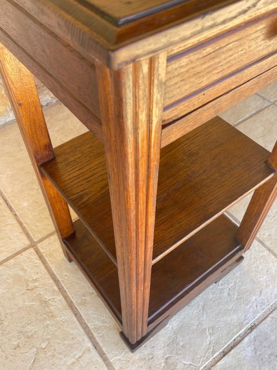 Image 1 of Consolle Art Déco a tre ripiani in noce, anni '30