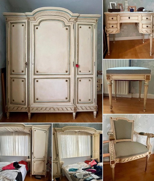Schlafzimmer-Set im Stil Louis XV. – kledingkasten, Wood
