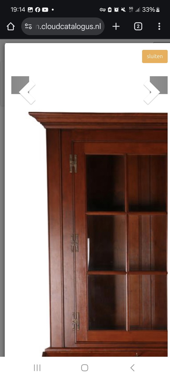 Image 1 of Vetrina classica inglese, libreria, secretaire alta 232 cm, larga 222 cm, profonda 62 cm.
