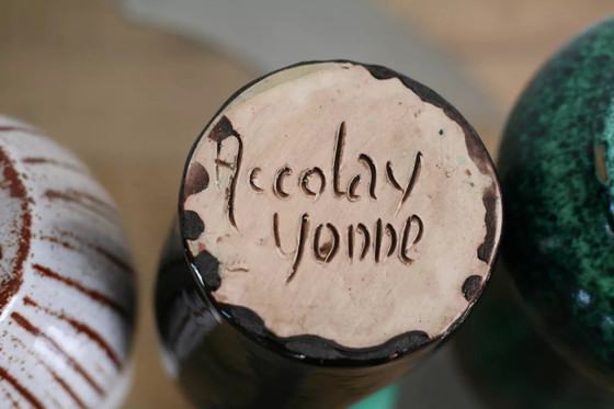 Image 1 of 4x Accolay Vases, Signed Ceramics, France 60's