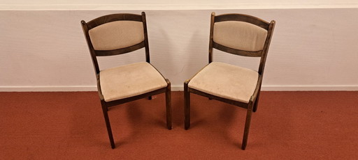 Set of 2 wooden chairs with beige upholstery