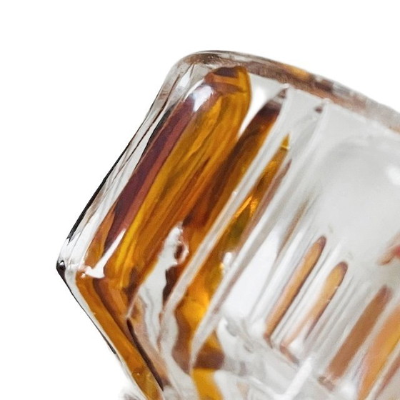 Image 1 of Artdeco stijl poederdoos persglas amber transparant 1950's