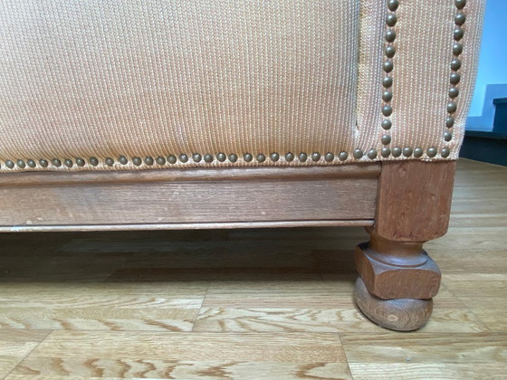 Image 1 of Chaise longue eiken/goudkleurige geribbelde stof