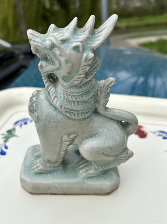 Image 1 of Celadon Foo dog guardian figure 