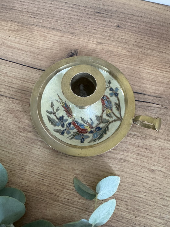 Image 1 of Kandelaar van geëmailleerd messing